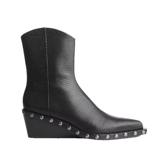 Rag & Bone santiago mid boots Womens black Lizard-embossed calf Size EU 40/US9.5 - Picture 6 of 16